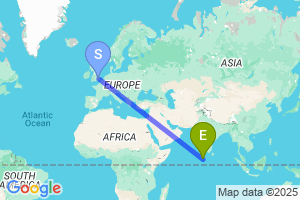 Map of the flight from London Stansted to Malé