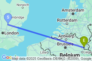 Map of the flight from London Stansted to Maastricht