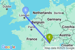 Map of the flight from London Stansted to Milan Malpensa