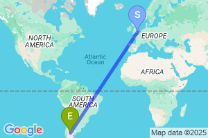 Map of the flight from London Stansted to Neuquen