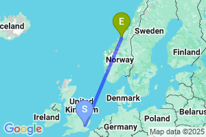 Map of the flight from London Stansted to Orland