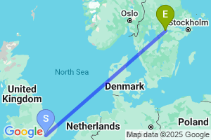 Map of the flight from London Stansted to Orebro