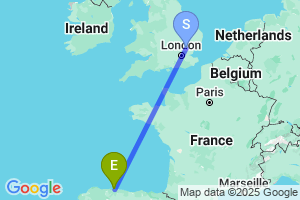 Map of the flight from London Stansted to Asturias