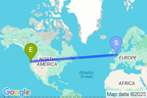 Map of the flight from London Stansted to Portland