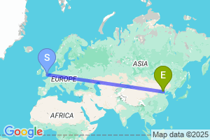 Map of the flight from London Stansted to Beijing Capital