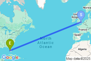 Map of the flight from London Stansted to Punta Gorda