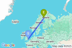 Map of the flight from London Stansted to Pajala