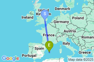 Map of the flight from London Stansted to Palma