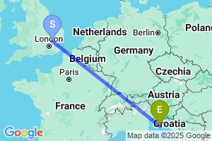 Map of the flight from London Stansted to Pula