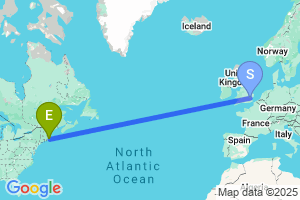 Map of the flight from London Stansted to Provincetown