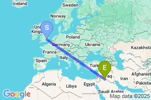 Map of the flight from London Stansted to Arar