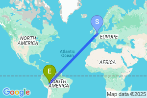 Map of the flight from London Stansted to Rio Branco