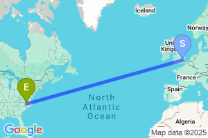 Map of the flight from London Stansted to Durham