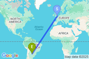 Map of the flight from London Stansted to Resistencia