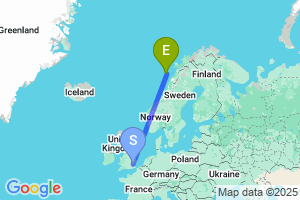 Map of the flight from London Stansted to Rost
