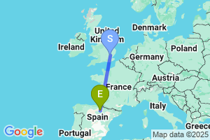 Map of the flight from London Stansted to Logrono