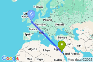 Map of the flight from London Stansted to Marsa Allam