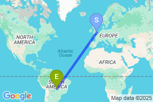Map of the flight from London Stansted to Rondonopolis