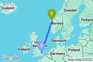 Map of the flight from London Stansted to Sandane