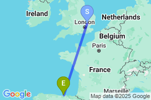 Map of the flight from London Stansted to Santander