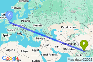 Map of the flight from London Stansted to Simara