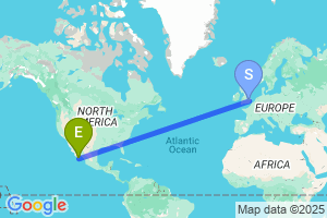 Map of the flight from London Stansted to San Jose Cabo