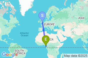 Map of the flight from London Stansted to Malabo