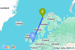Map of the flight from London Stansted to Svolvaer
