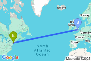 Map of the flight from London Stansted to Stewart International