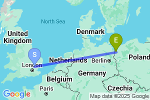 Map of the flight from London Stansted to Szczecin