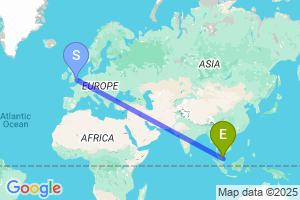 Map of the flight from London Stansted to Kuala Terengganu