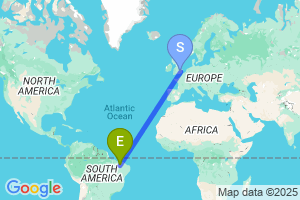 Map of the flight from London Stansted to Teresina