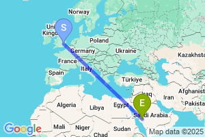 Map of the flight from London Stansted to Taif