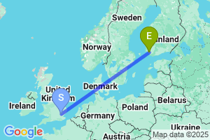 Map of the flight from London Stansted to Turku