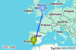 Map of the flight from London Stansted to Tangier