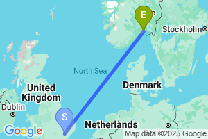 Map of the flight from London Stansted to Oslo Torp