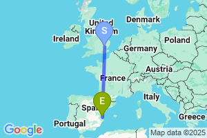 Map of the flight from London Stansted to Valencia