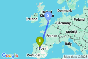 Map of the flight from London Stansted to Valladolid