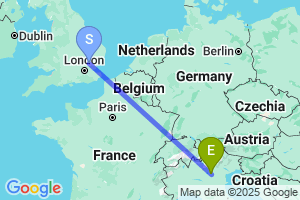 Map of the flight from London Stansted to Verona