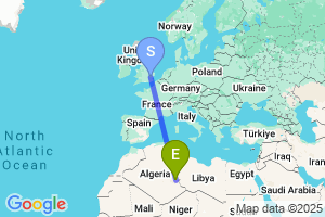 Map of the flight from London Stansted to Illizi