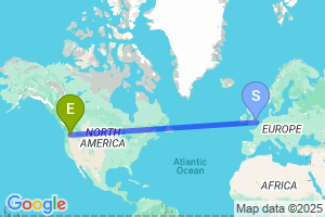 Map of the flight from London Stansted to Yakima