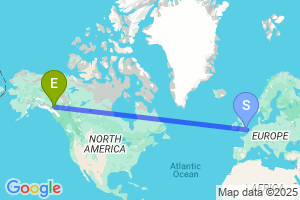 Map of the flight from London Stansted to Whitehorse