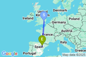 Map of the flight from London Stansted to Zaragoza